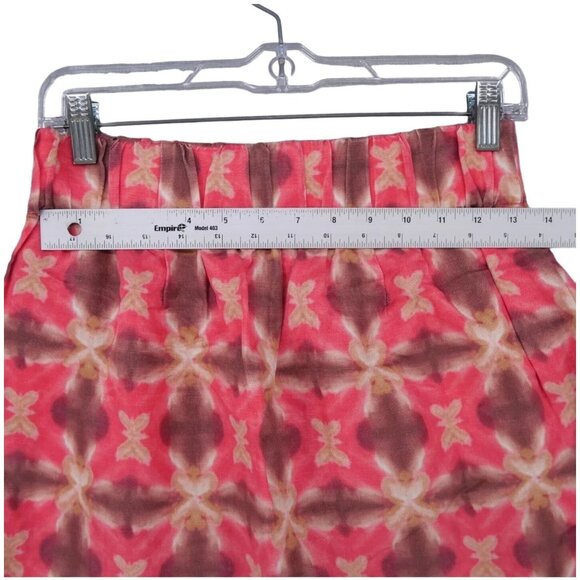 J.Crew Womens Silk Linen Blend Skirt Size 4 Pink Tie-Dye Pattern Elastic Waist - Picture 4 of 7